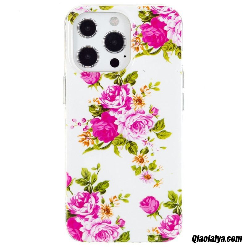 Coque Iphone 15 Pro Fluorescente Fleurs