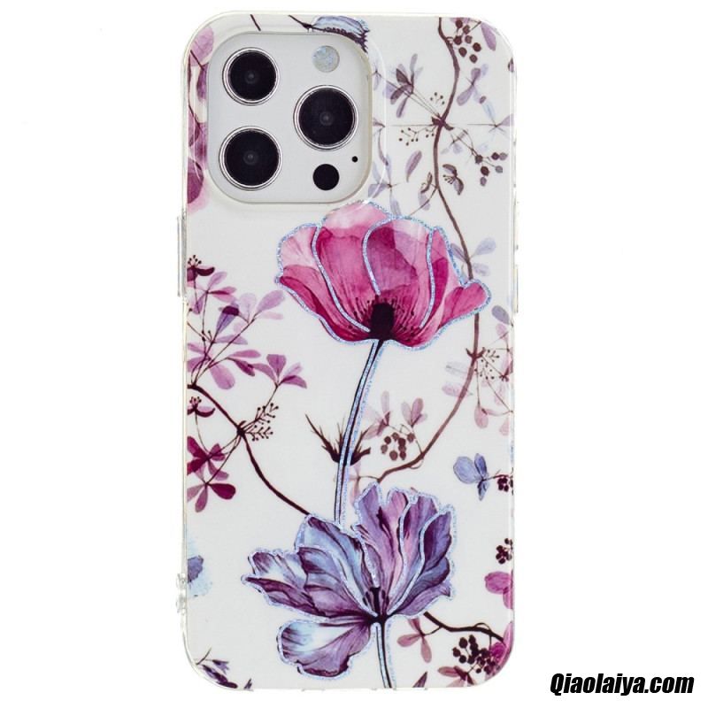 Coque Iphone 15 Pro Marbre Floral