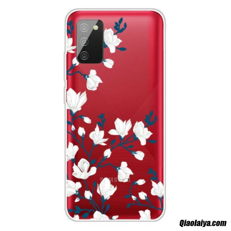 Coque Samsung Galaxy A02s Fleurs Blanches
