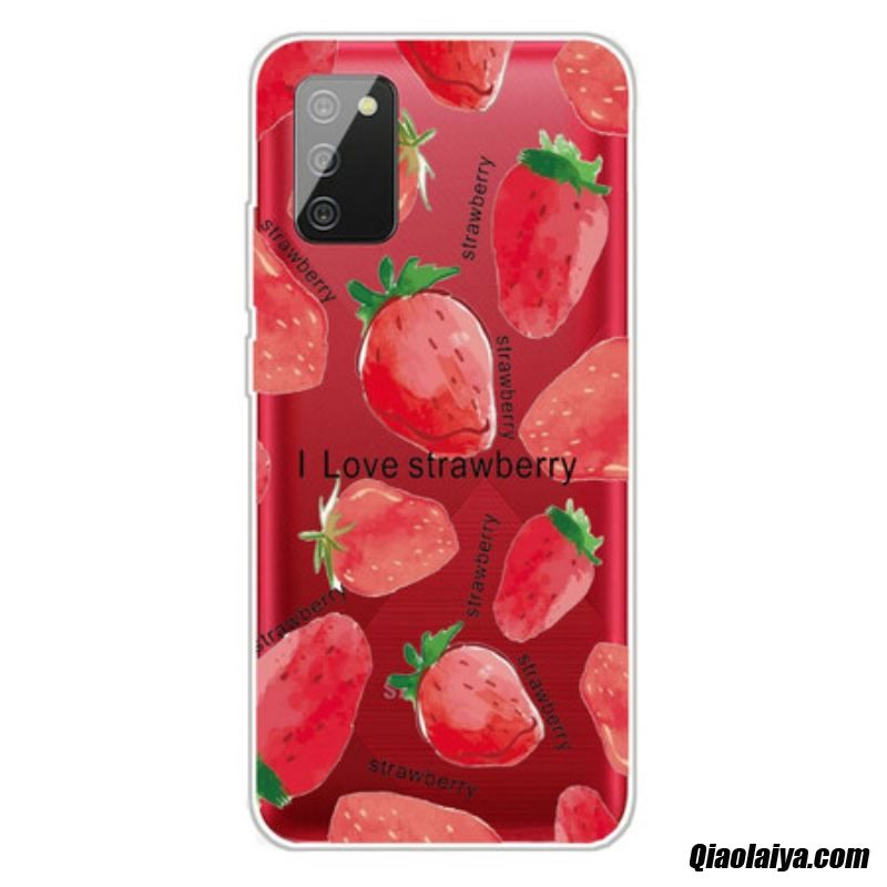 Coque Samsung Galaxy A02s Fraises / I Love Strawberry