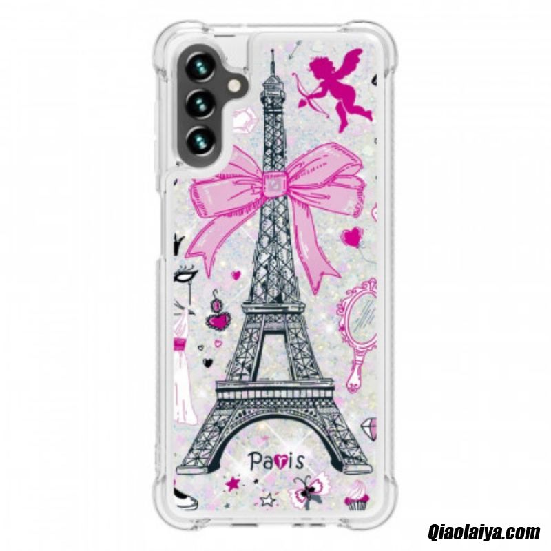 Coque Samsung Galaxy A13 5g / A04s La Tour Eiffel Paillettes