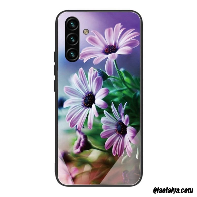 Coque Samsung Galaxy A13 5g / A04s Verre Trempé Fleurs