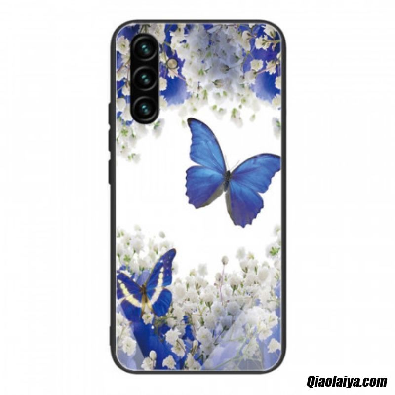 Coque Samsung Galaxy A13 5g / A04s Verre Trempé Papillons Design