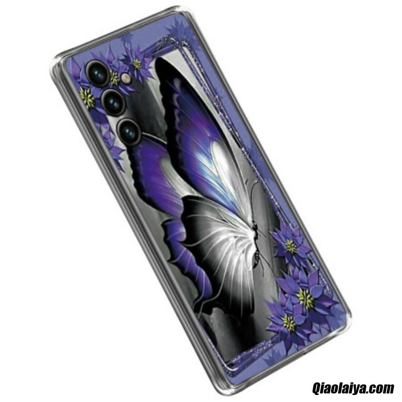 Coque Samsung Galaxy A14 5g / A14 Papillon Violet