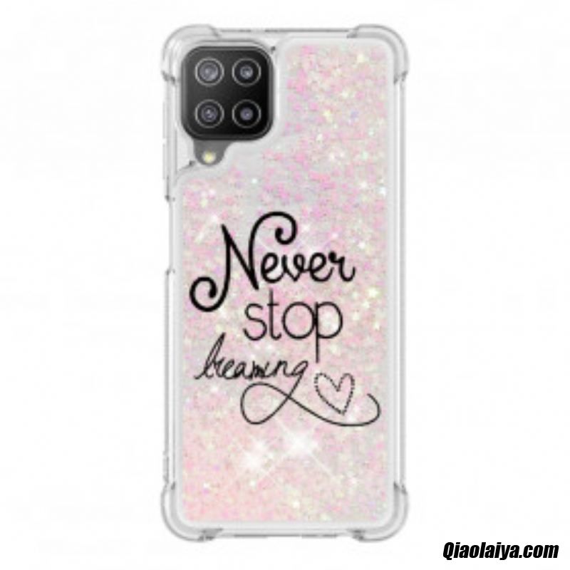 Coque Samsung Galaxy A22 4g Never Stop Dreaming Paillettes