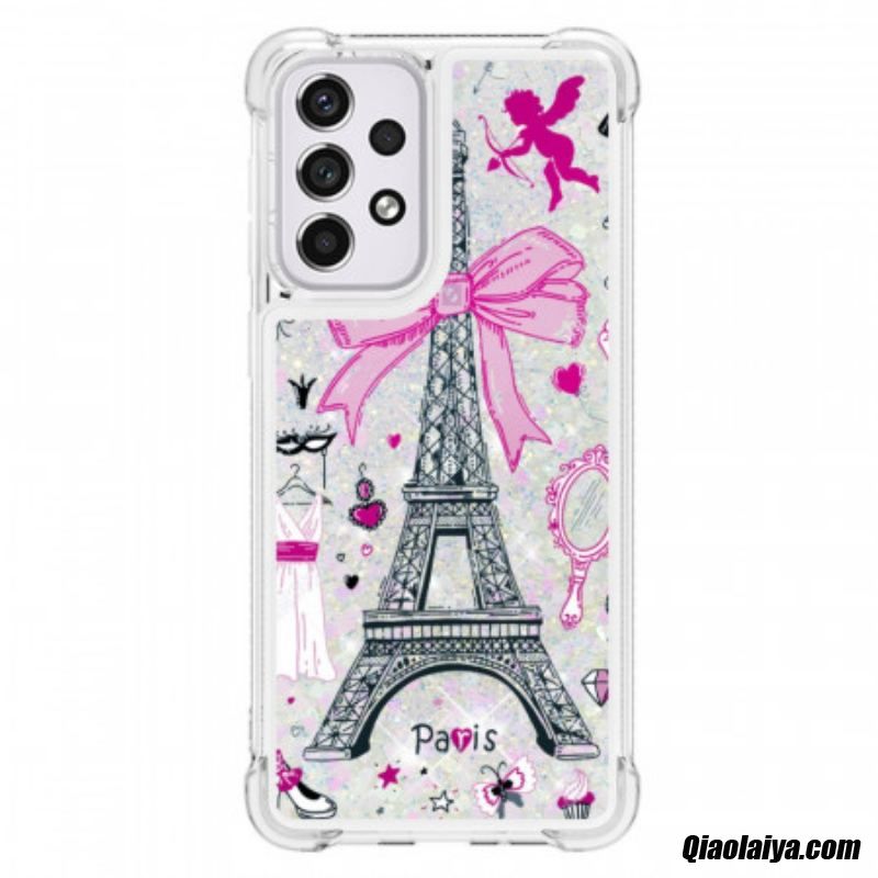 Coque Samsung Galaxy A33 5g La Tour Eiffel Paillettes