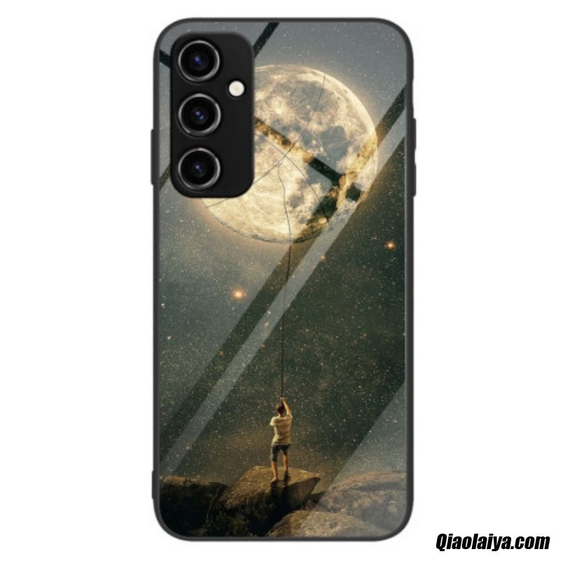 Coque Samsung Galaxy A34 5g Verre Trempé L'homme À La Lune