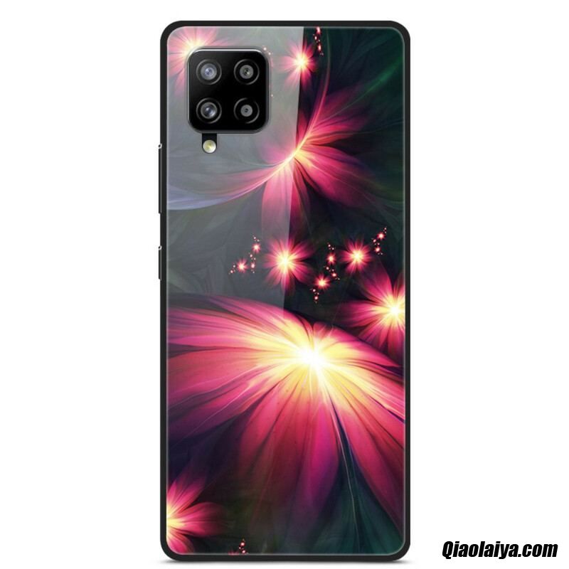Coque Samsung Galaxy A42 5g Verre Trempé Fleurs Fantaisie