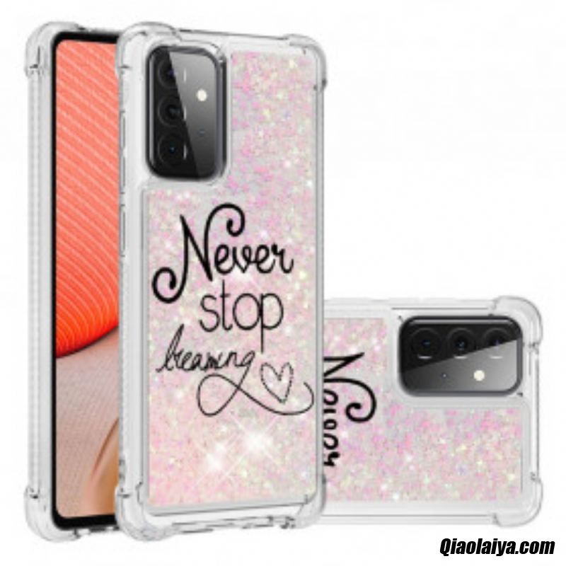 Coque Samsung Galaxy A72 4g / A72 5g Never Stop Dreaming Paillettes