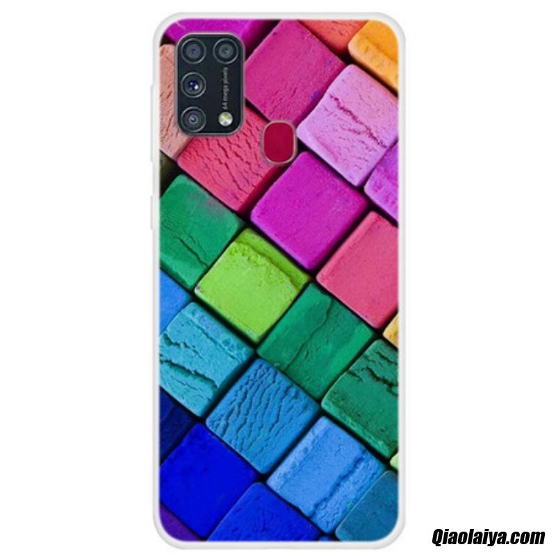 Coque Samsung Galaxy M31 Cubes Colorés