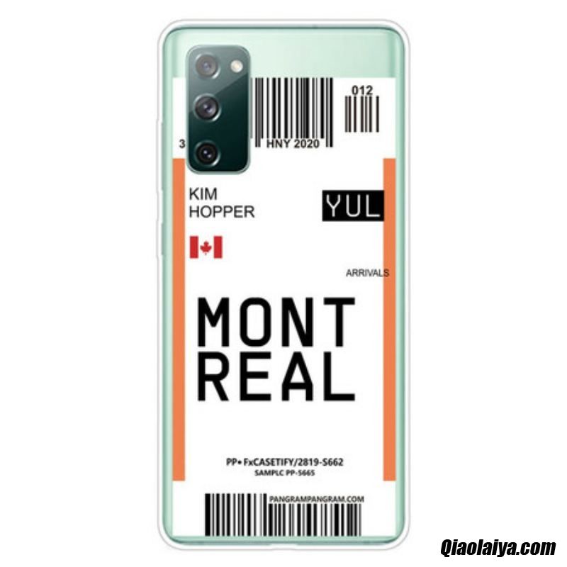 Coque Samsung Galaxy S20 Fe Boarding Pass To Montreal