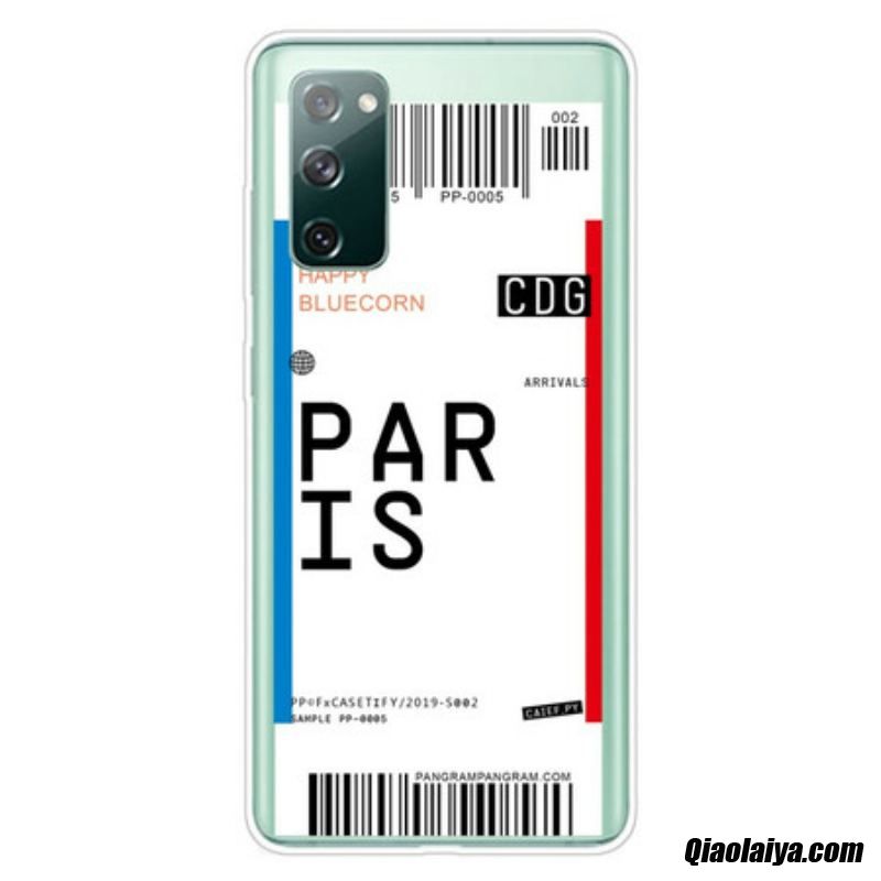 Coque Samsung Galaxy S20 Fe Boarding Pass To Paris