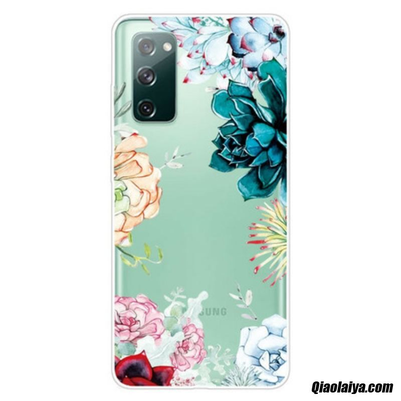 Coque Samsung Galaxy S20 Fe Transparente Fleurs Aquarelle