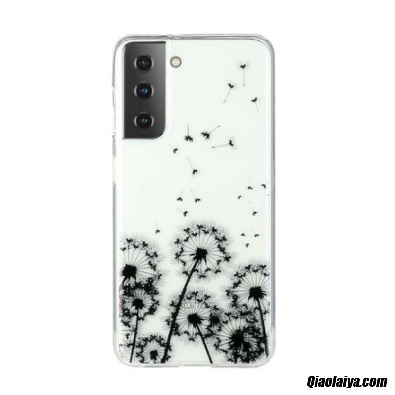 Coque Samsung Galaxy S21 5g Transparente Pissenlits Noirs