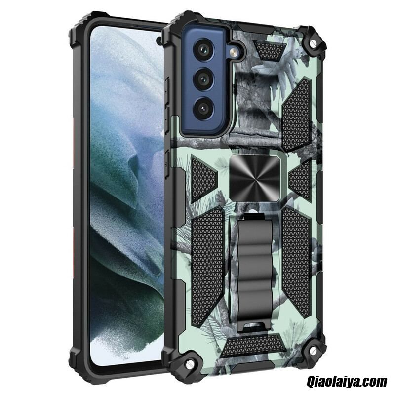 Coque Samsung Galaxy S21 Fe Camouflage Support Amovible