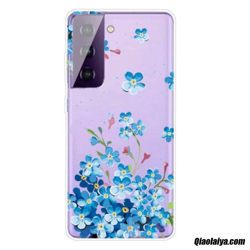 Coque Samsung Galaxy S21 Plus 5g Fleurs Bleues