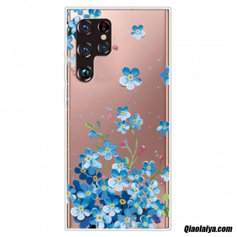 Coque Samsung Galaxy S22 Ultra 5g Fleurs Bleues