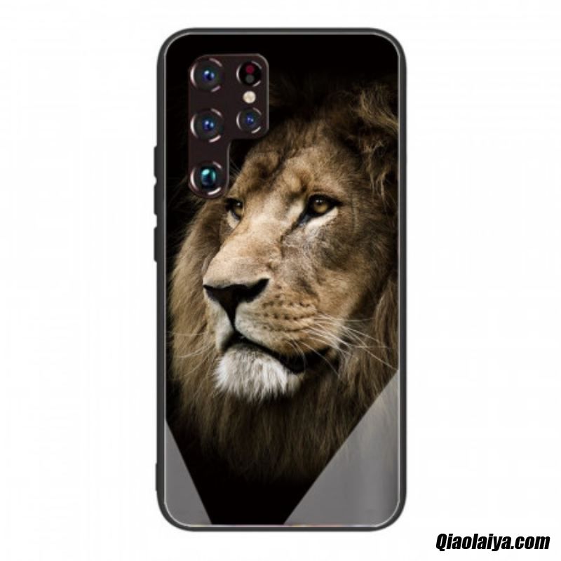 Coque Samsung Galaxy S22 Ultra 5g Verre Trempé Tête De Lion