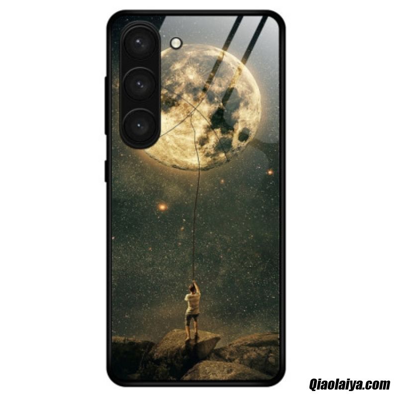Coque Samsung Galaxy S23 Plus 5g Verre Trempé L'homme À La Lune