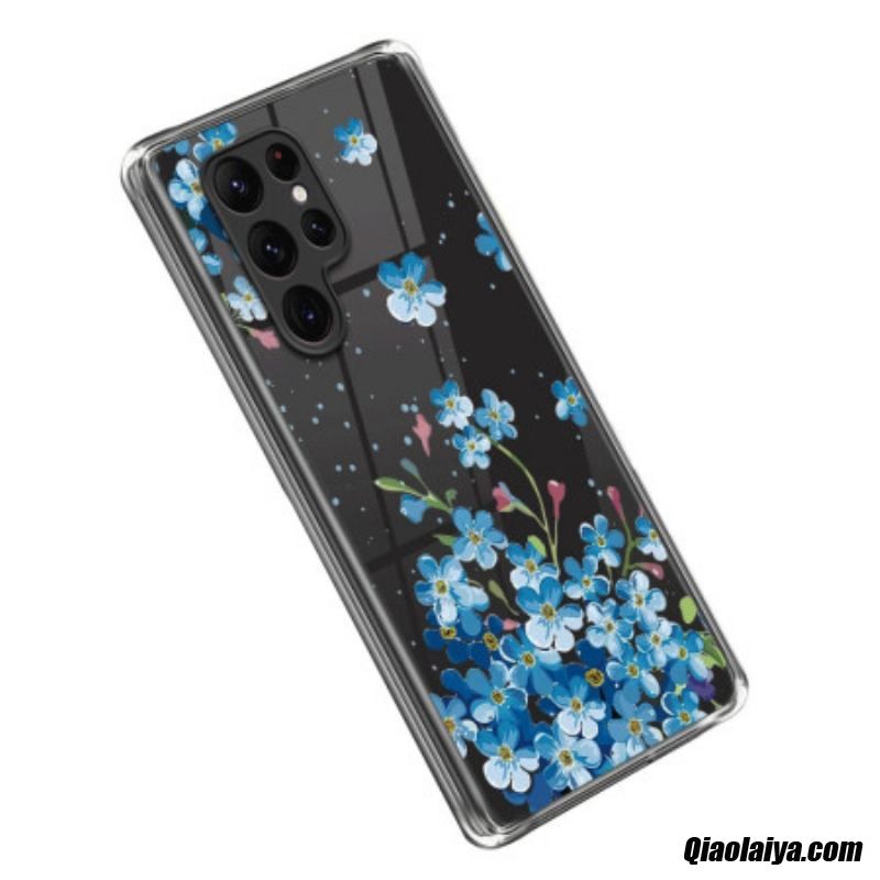 Coque Samsung Galaxy S23 Ultra 5g Fleurs Bleues