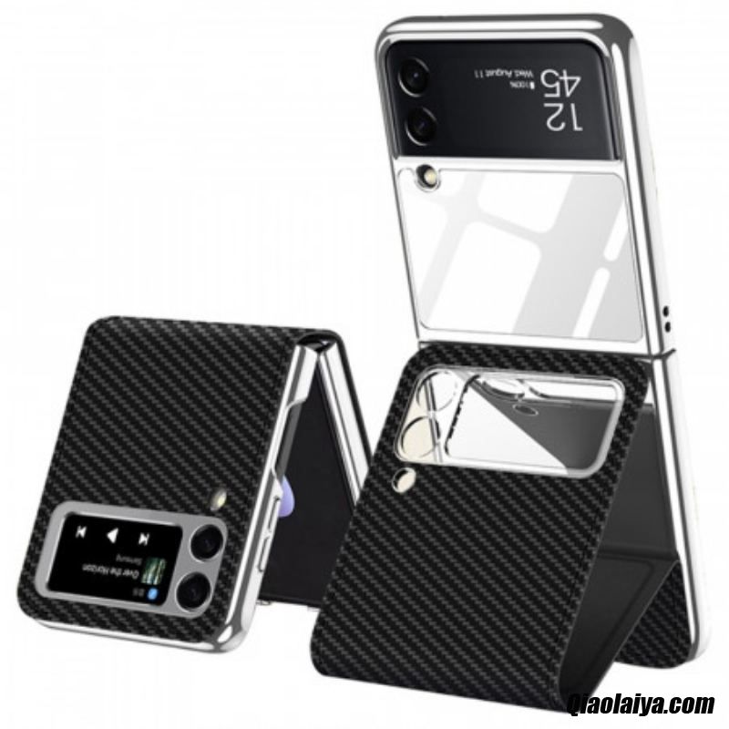 Coque Samsung Galaxy Z Flip 3 5g Carbone Effet Miroir Et Support