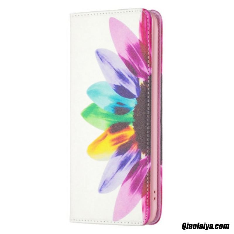 Flip Cover Iphone 14 Pro Fleur Aquarelle
