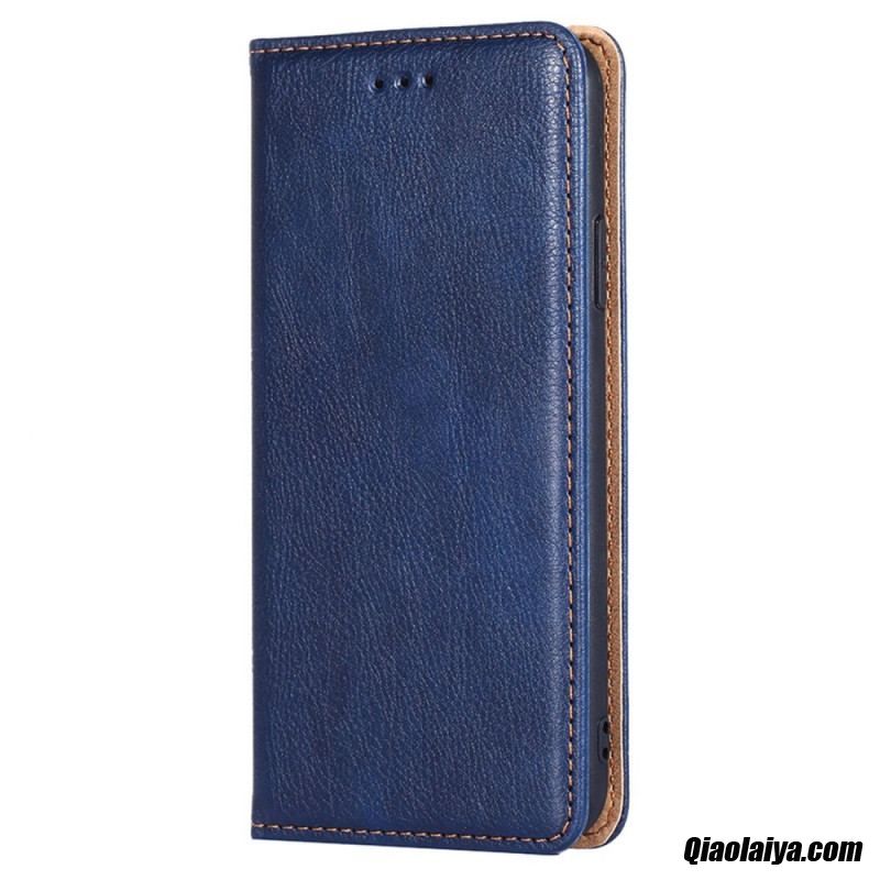 Flip Cover Iphone 14 Simili Cuir Coutures