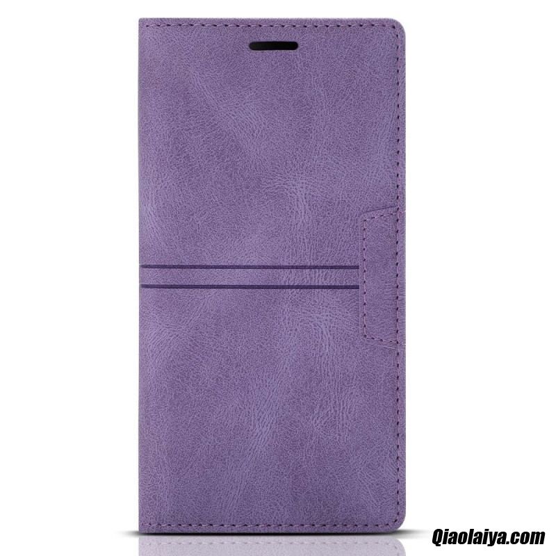 Flip Cover Samsung Galaxy S23 5g Style Cuir Couture Fermoir Magnétique
