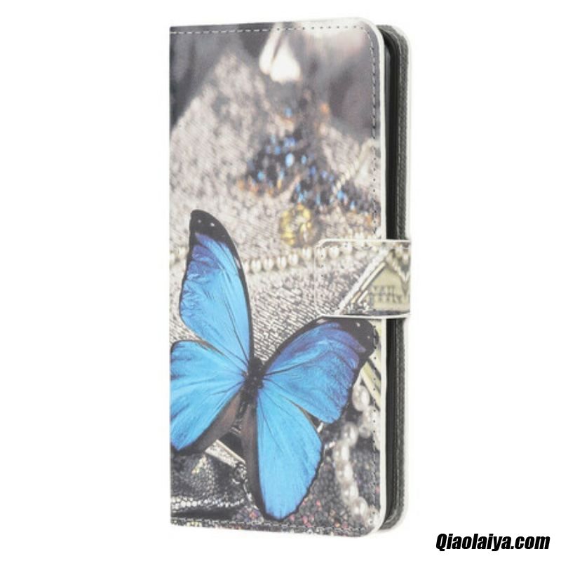 Housse Iphone 13 Mini Papillon Bleu