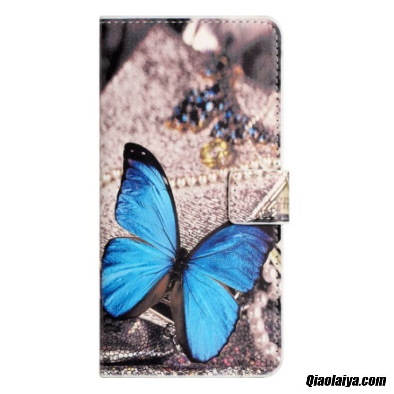 Housse Iphone 14 Pro Papillon Bleu