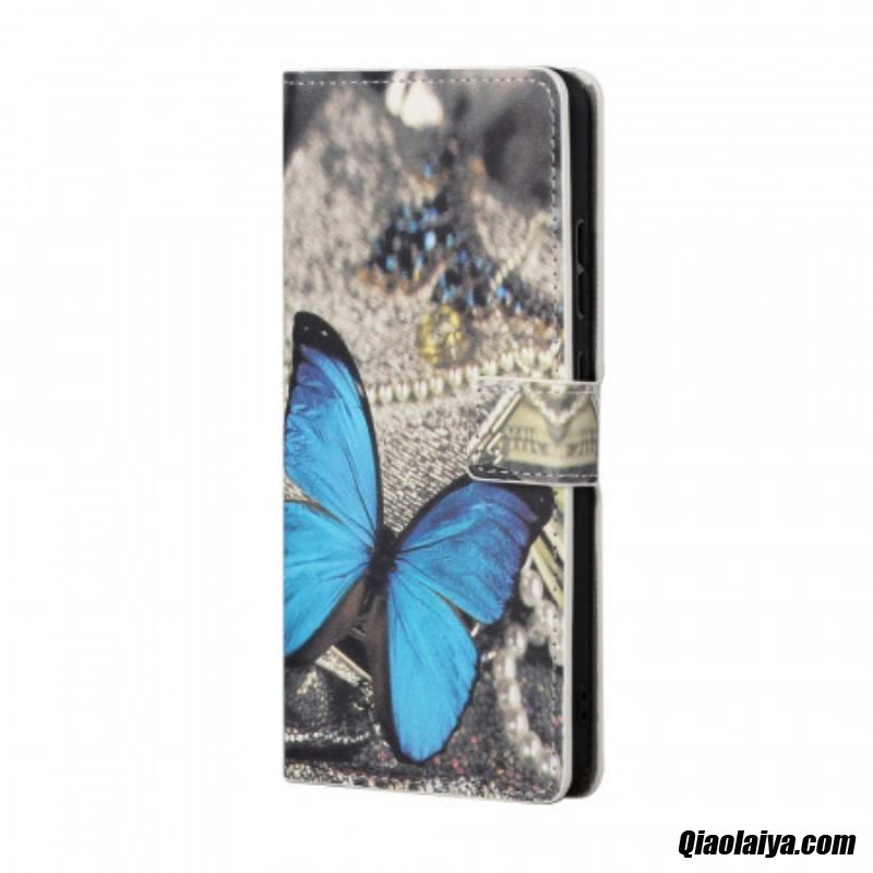 Housse Samsung Galaxy A13 5g / A04s Papillon Bleu