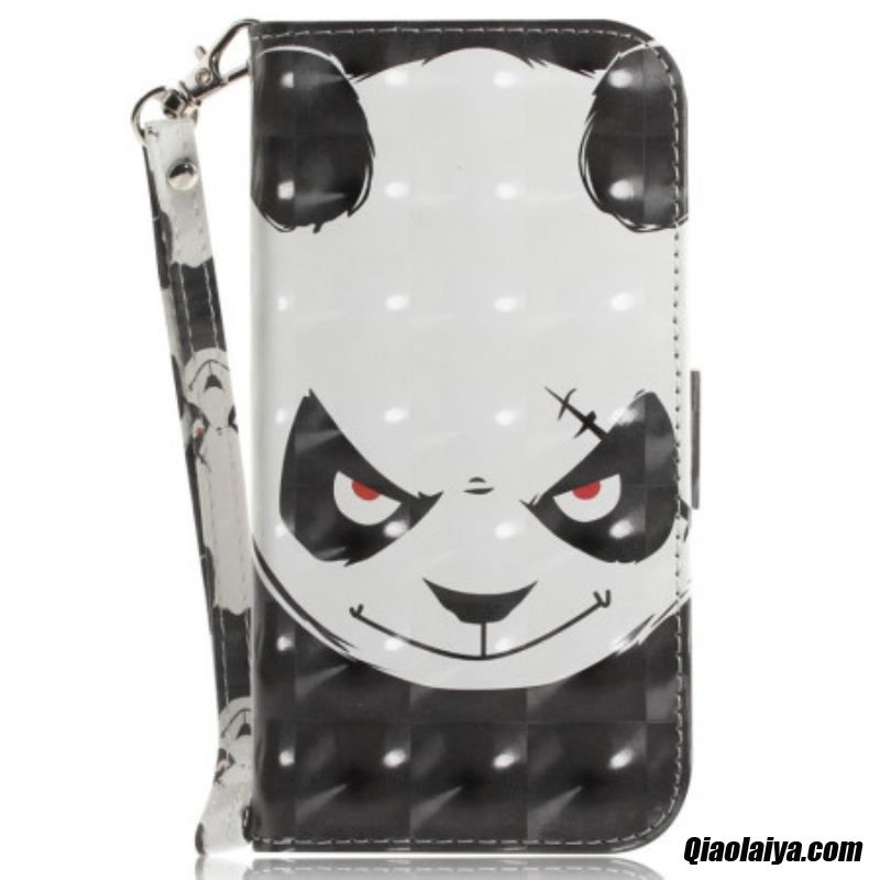 Housse Samsung Galaxy A14 5g / A14 Angry Panda À Lanière