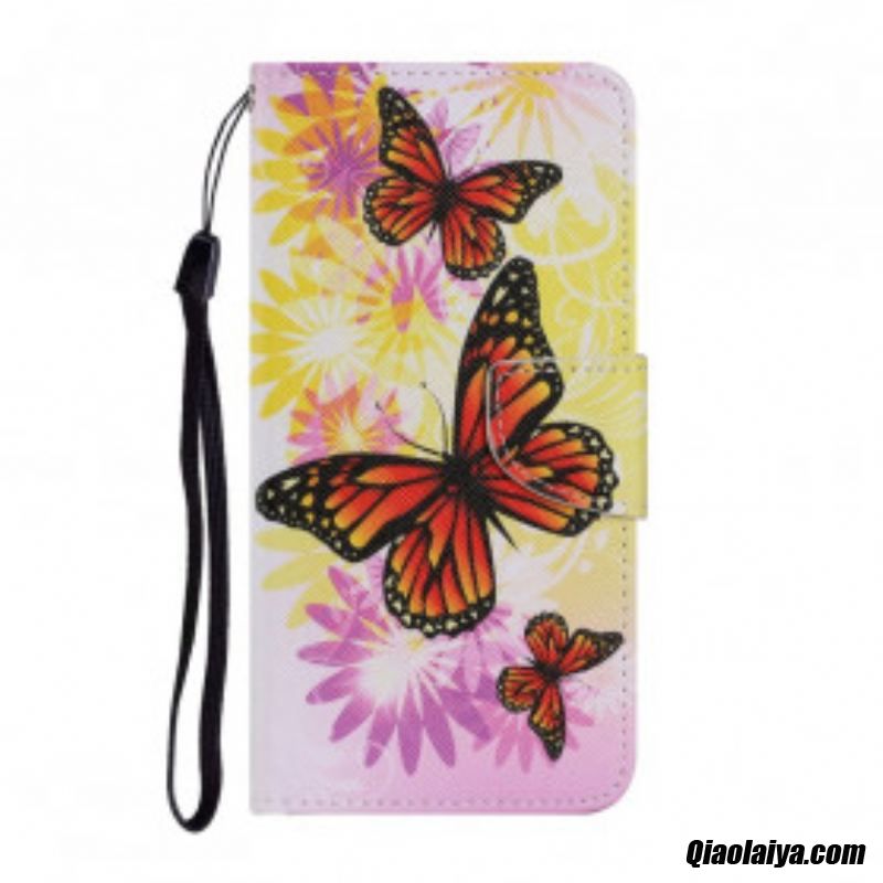 Housse Samsung Galaxy A22 4g Papillons Et Fleurs D'été