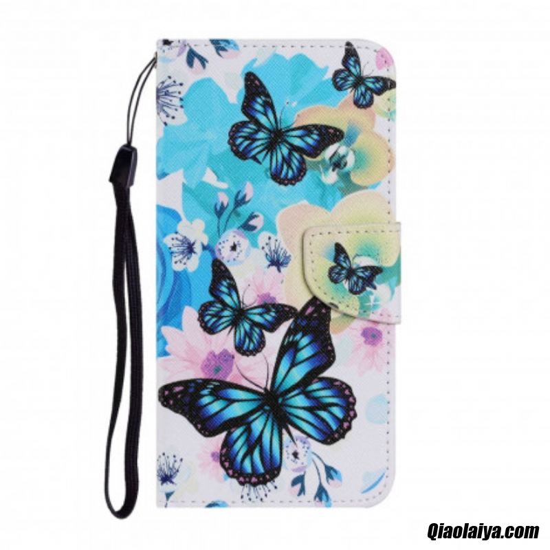 Housse Samsung Galaxy A22 5g Papillons Et Fleurs D'été