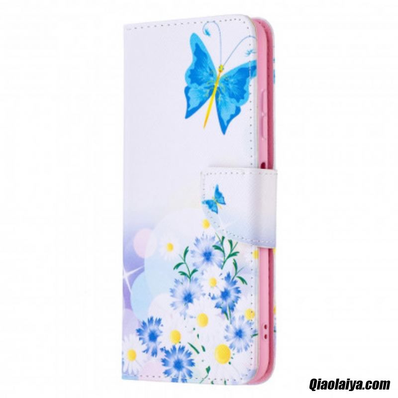 Housse Samsung Galaxy A22 5g Papillons Et Fleurs Peints