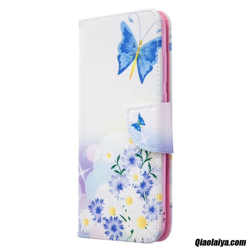 Housse Samsung Galaxy M11 Papillons Et Fleurs Peints