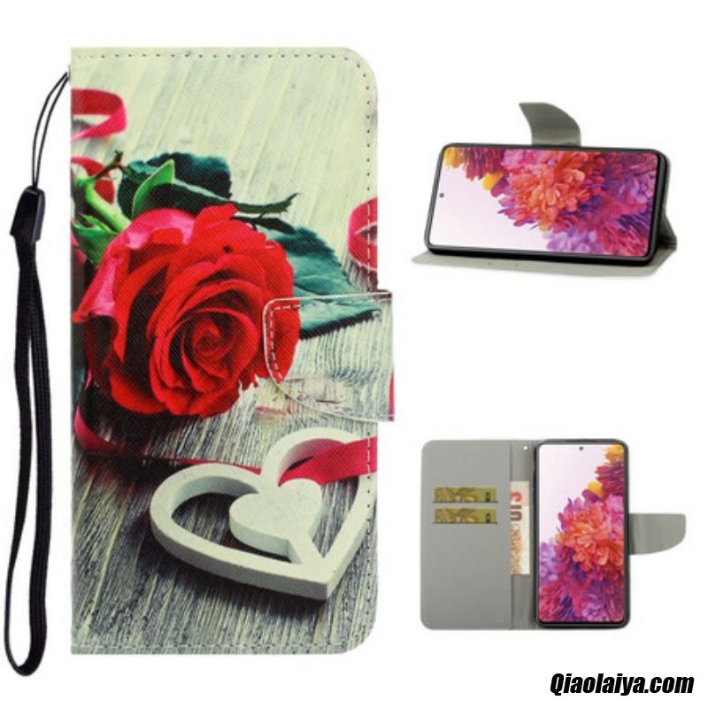 Housse Samsung Galaxy S20 Fe Rose Romantique À Lanière