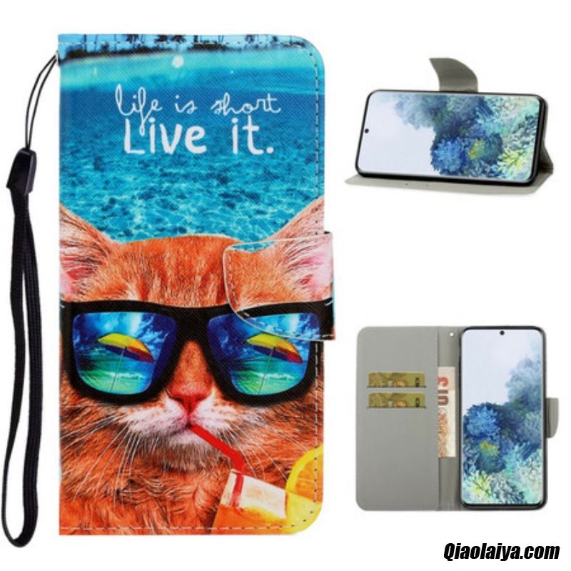 Housse Samsung Galaxy S21 5g Cat Live It À Lanière