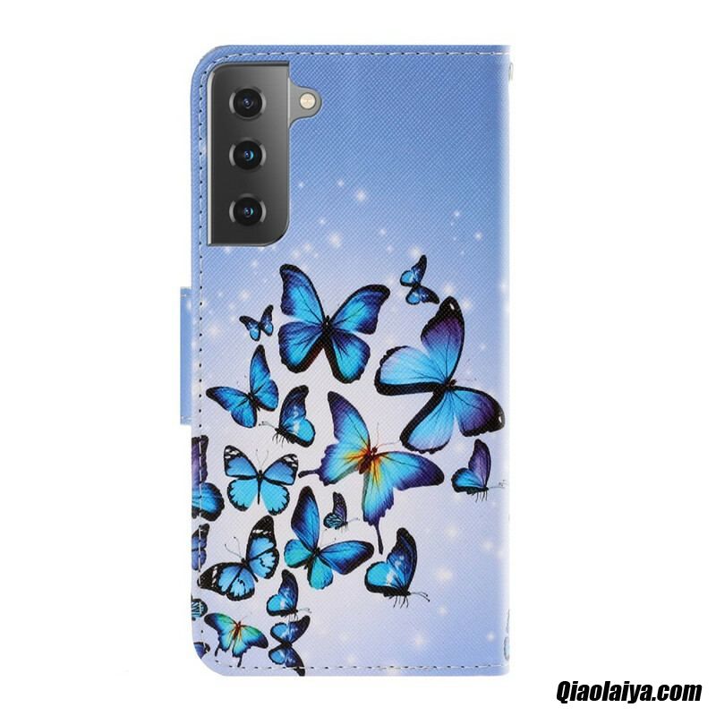 Housse Samsung Galaxy S21 5g Variations Papillons À Lanière