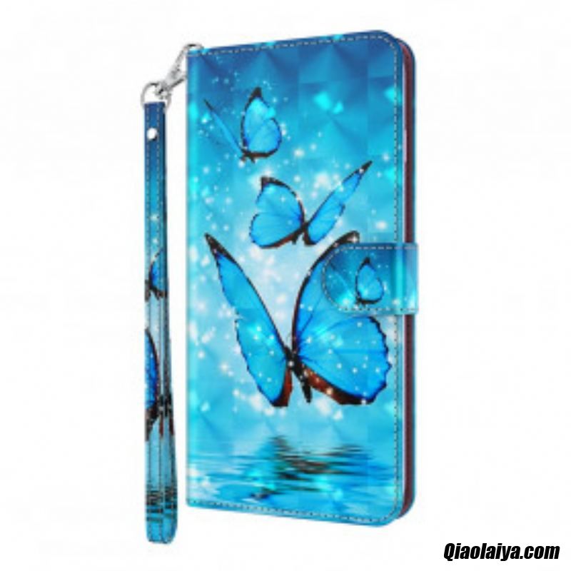 Housse Samsung Galaxy S21 Ultra 5g Papillons Bleus Volants