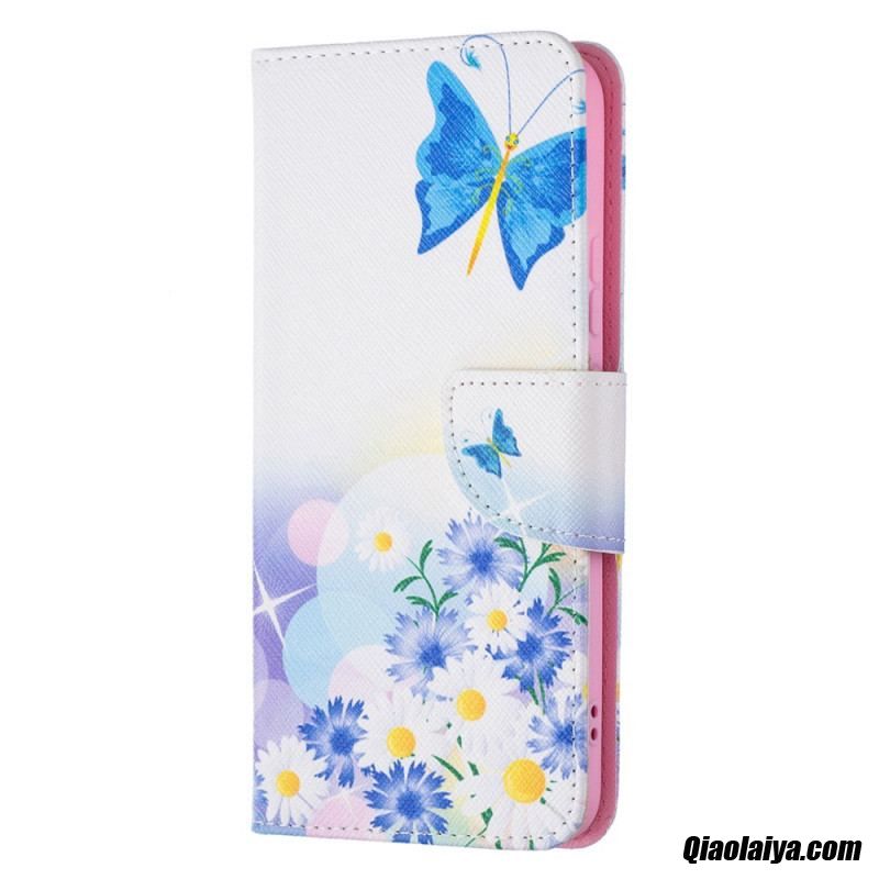 Housse Samsung Galaxy S22 Plus 5g Papillons Et Fleurs Peints