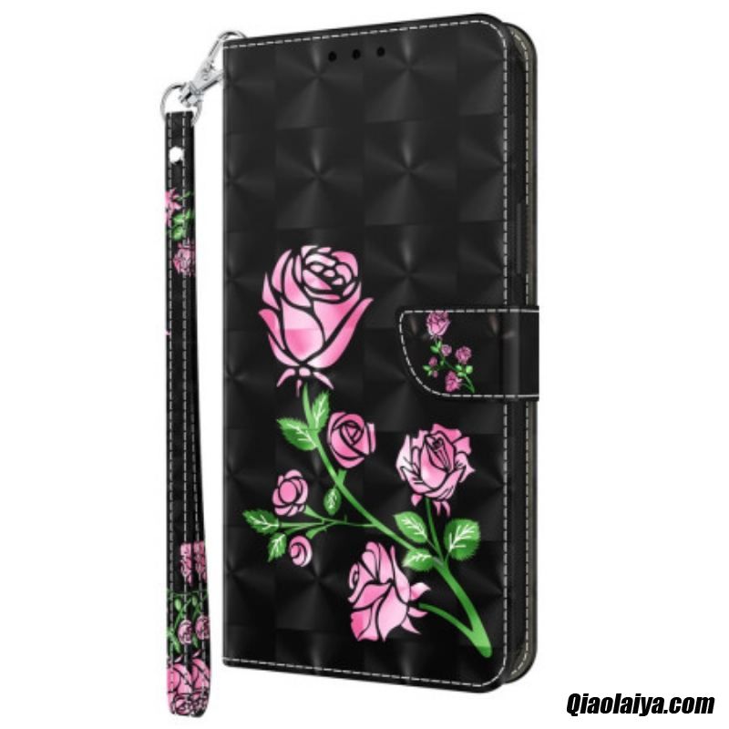 Housse Samsung Galaxy S23 5g Rose Graphique À Lanière