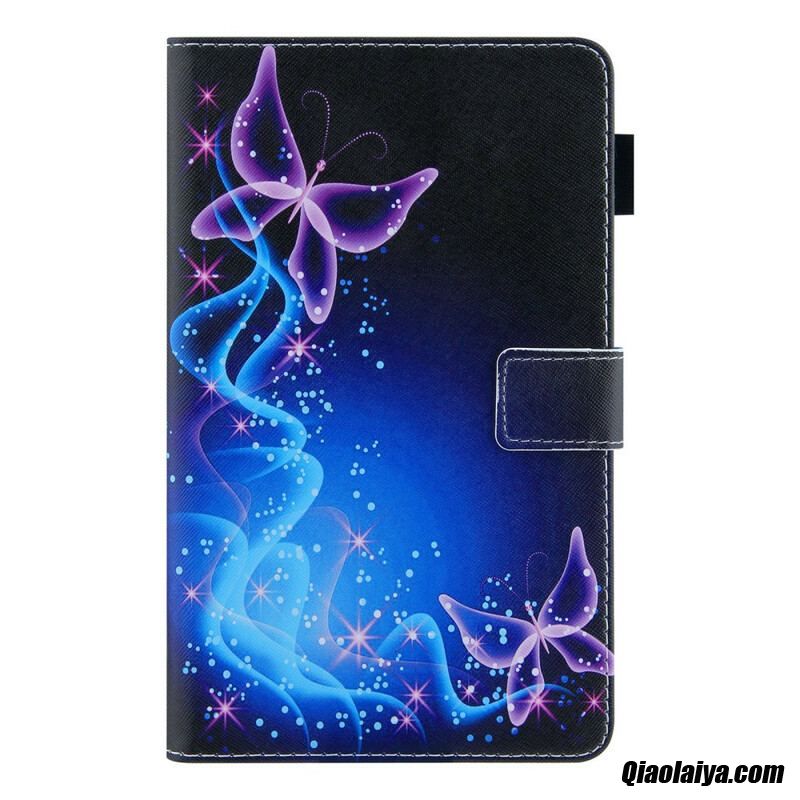 Housse Samsung Galaxy Tab A7 Lite Papillons Colorés