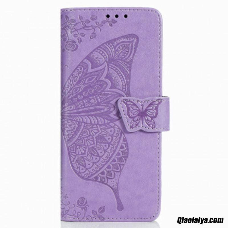 Housse Samsung Galaxy Z Fold 3 5g Papillon Design Avec Lanière