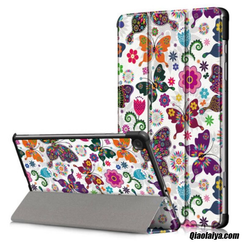 Smart Case Samsung Galaxy Tab S6 Lite Renforcée Papillons Et Fleurs