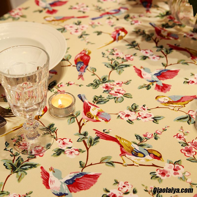 Style Table À Manger Table De Thé Nappes Tissu Jaune Textile De Maison