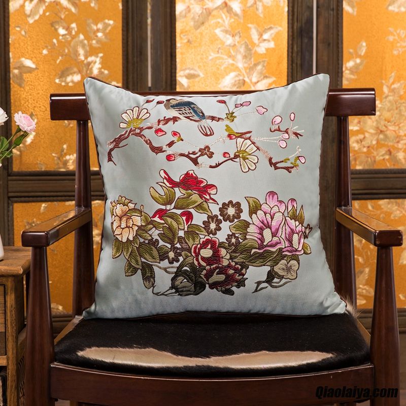 Textile De Maison Style Chinois Voiture Oreiller Classique Coeur Seagreen En Ligne